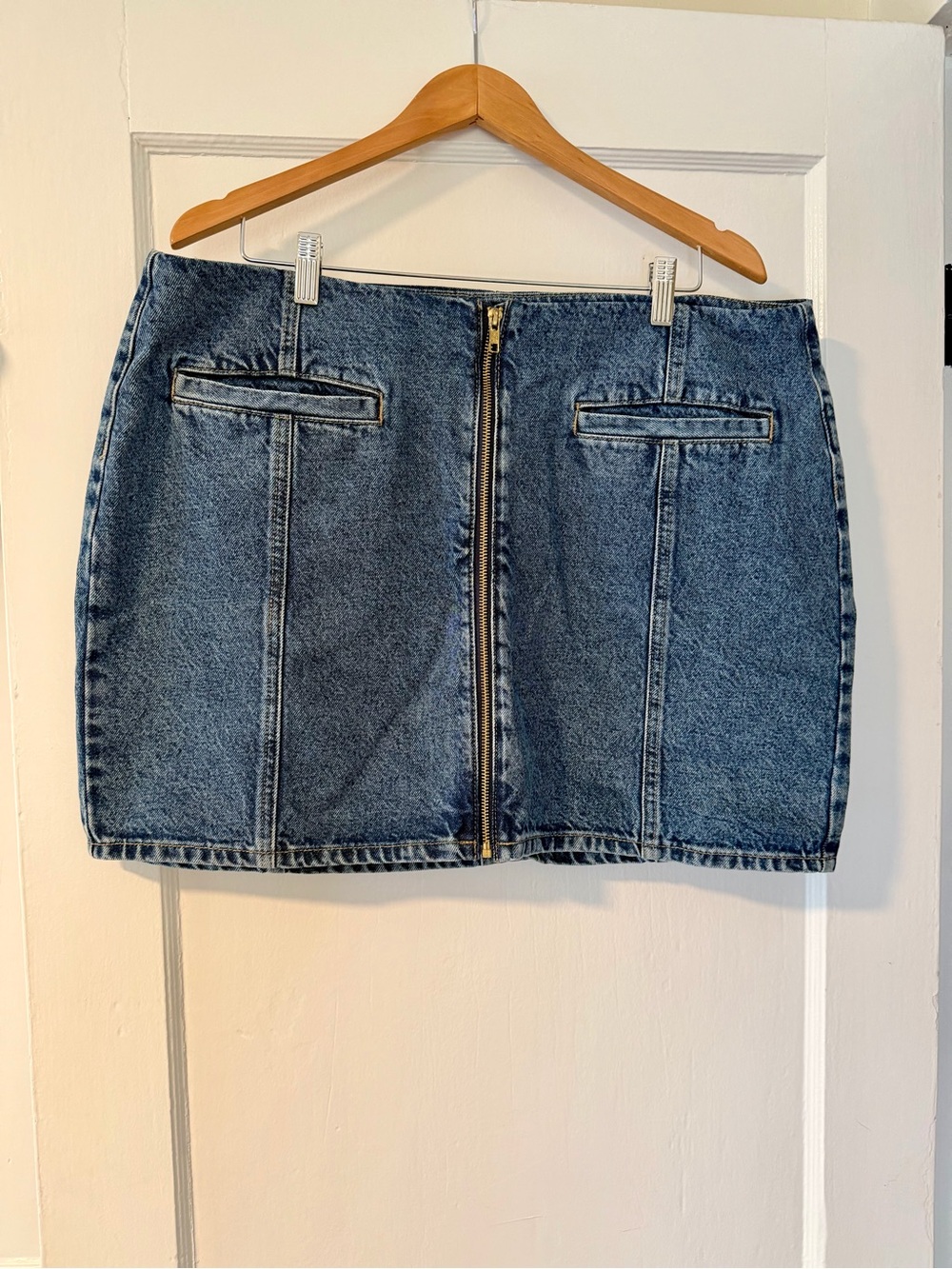 Old Navy Blue Denim Zip-Front Mini Skirt